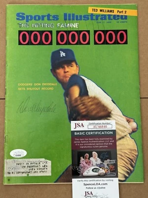 June 17 1968 Don Drysdale SPORTS ILLUSTRATED AUTOGRAPHED Magazine JSA LA Dodgers - Image 1 of 4