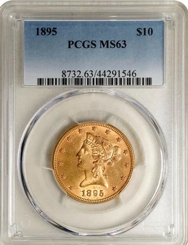 1895 US $10.00 GOLD LIBERTY EAGLE PCGS  MS 63 Cover