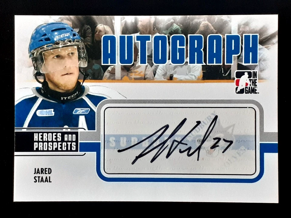 JARED STAAL 2009-10 ITG HEROES AND PROSPECTS AUTOGRAPHS 09-10 NO A-JS       3496 - Image 1 of 2