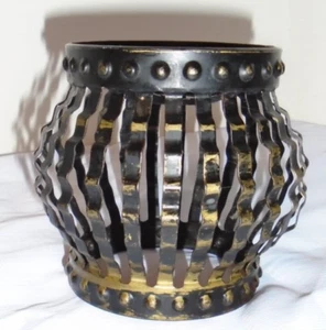 Candle Luminary Rustic Metal Beautiful Black and Brass color Various Candles 4in - Picture 1 of 5