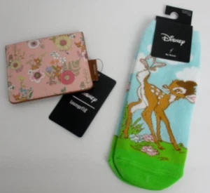 Nuevo con etiquetas Juego de Billetera y Calcetines Loungefly Disney Bambi Rosa Floral Portatarjetas de Crédito - Imagen 1 de 6