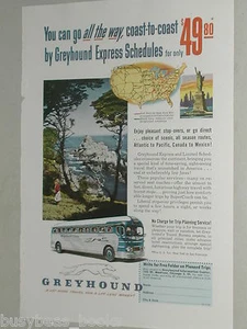 1951 GREYHOUND Bus advertisement, coast to coast across USA for $49.80 - Picture 1 of 3