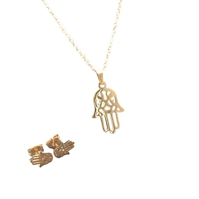 Kette Nazar Boncuk Fatimas Hand Amulett  Ohrringe Glücksbringer Türkisch Silber - Bild 1 von 3