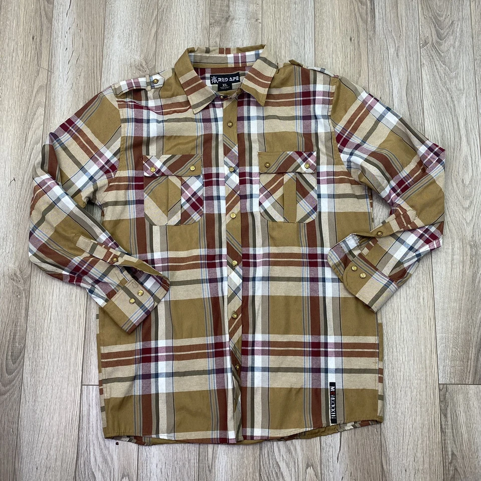 Red Ape Button Down Shirt Mens XL Multicolor Long Sleeve - Image 1 of 4