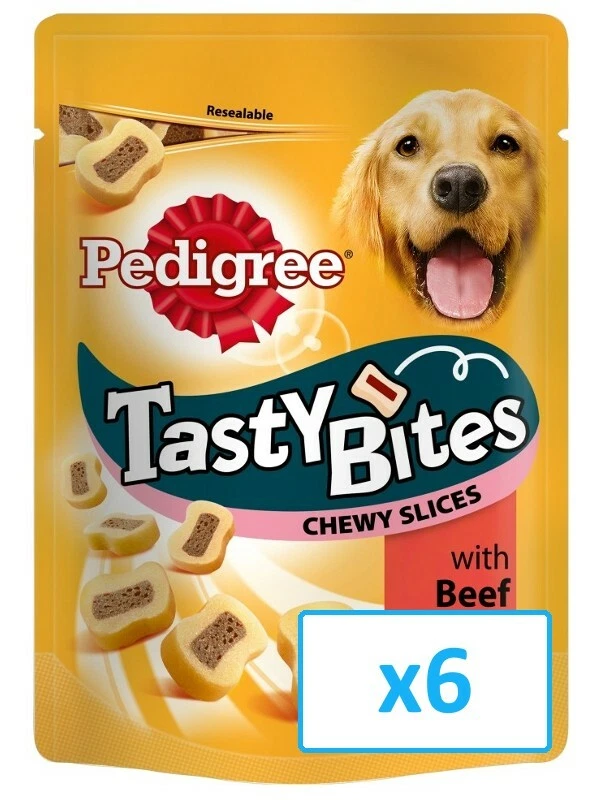 6x155 g PEDIGREE Tasty Bites Chewy Slices Hundesnacks mit Rind - Bild 1 von 1