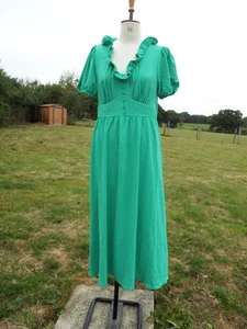 NEW LOOK Bright Green Lightweight Ruffle Trim Midi Dress UK 16 BNWT RRP £32.99 - Picture 1 of 4