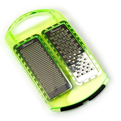 NEU Genius -Doppelreibe Fein & Grob Küchenreibe Reibe Zitrusreibe Käsereibe Grün - Bild 1 von 2