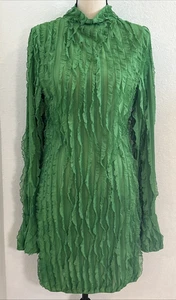 Shein Pullover Dress Unlined Long Sleeve Green Stretch Size XL - Picture 1 of 11