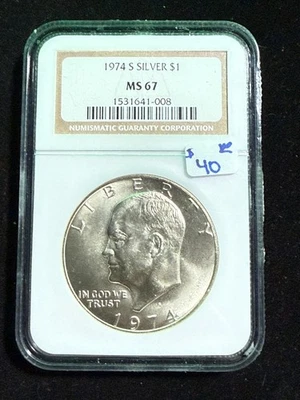 1974 S EISENHOWER SILVER DOLLAR NGC MS 67 - Image 1 of 4