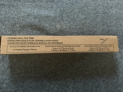 12 x Daltile  1/2 X 12 Jolly Ceramic Wall Tile Trim  K175 Biscuit/Ivory - Image 1 of 4