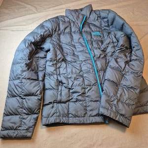 The North Face Down Insulated Dk Blue Mens Puffer Jacket 550 Medium Full Zip - Picture 1 of 23