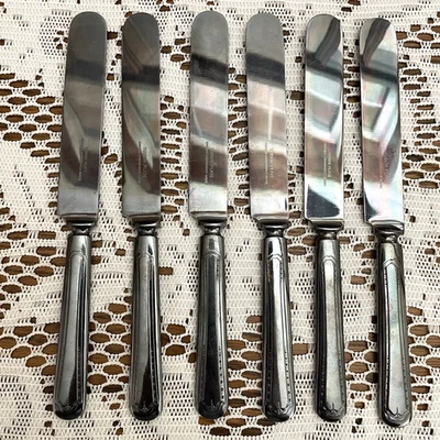6 facas de mesa Tudor Plate Oneida Community folheadas a prata ALGONQUIN BARONET - Imagem 1 de 4