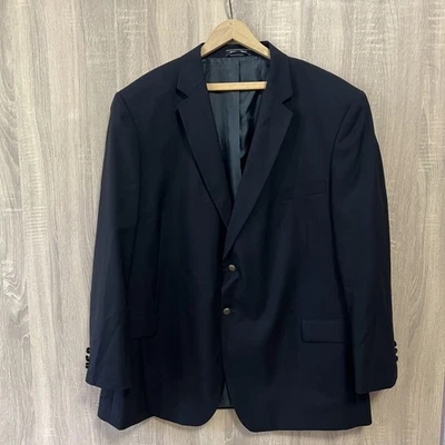 Saddlebred Blazer Mens 54 Long Navy Blue Wool Performance Brass Buttons Classic - Image 1 of 4