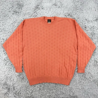 Neiman Marcus Sweater Men’s XXL Peach Cashmere Scotland Checkered 3D Cableknit - Image 1 of 4