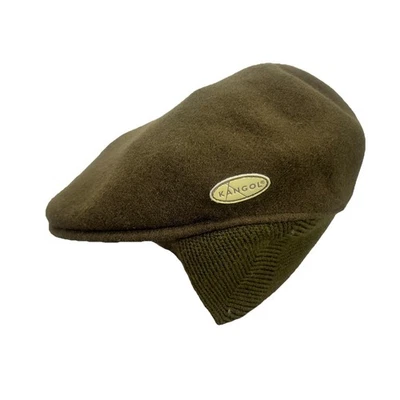 Boné Kangol 504 Earlap vintage tamanho M exército verde lã jornaleiro chapéu cabbie abas - Imagem 1 de 4