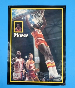 VTG Moses Malone Poster No 24 Houston Rockets Converse Promo 16"x 23" Eltra VG+ - Picture 1 of 13