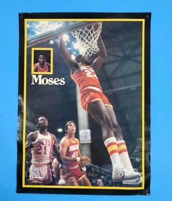 VTG Moses Malone Poster No 24 Houston Rockets Converse Promo 16"x 23" Eltra VG+ - Image 1 of 4