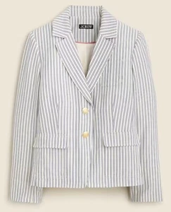 NWT J. Crew Shrunken Fit Blazer in Seersucker Size 4 Originally $328  - Picture 1 of 5