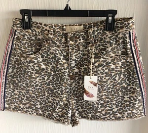 NWT Chelsea & Violet Animal Print Cut-Off Denim Shorts - 30 - Picture 1 of 8