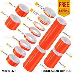 FLUORESZIEREND ORANGE Selbstklebend Klebeband Motorrad Zierlinie Dekorstreifen - Picture 1 of 27
