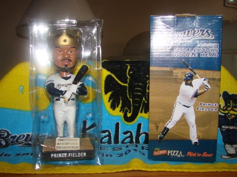 NIB 2008 PRINCE FIELDER BREWERS BOBBLEHEAD SGA 4/6/08 CROWN WHITE JERSEY Cover