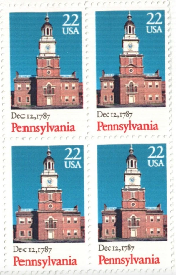 United States 22¢ Pennsylvania Statehood Postage Stamp #2337 x 100 singles - Image 1 of 1