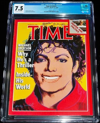 1984 Michael JACKSON 1st Cover TIME Magazine Newsstand CGC 7.5 ~Andy Warhol Art - Image 1 of 2