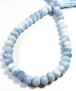 Natural Blue Opal Faceted Rondelle Gemstone Beads 8-9 mm 85 Cts 8"Strand LC-1210 - Picture 1 of 12