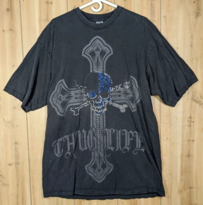 Camiseta De Colección Griffin Thug Life 2XL Calavera Cruz Envejecida Negra Tachonada Y2K Años 90 Foto 1 de 4