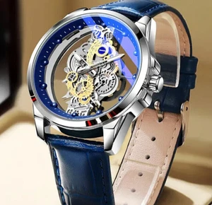 Luxury Mens Watch Design Custom Personalised Business Steel Skeleton Quartz... - Picture 1 of 41
