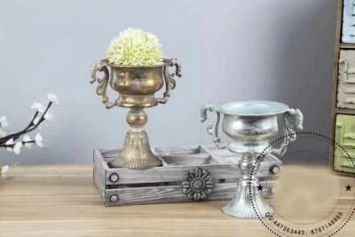 Pokal Amphoren Vase Blumenvase Antik Metall Vintage Deko Retro Design LN30-6 - Bild 1 von 4