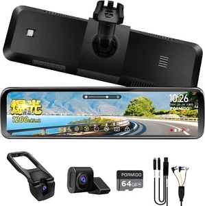 Pormido Mirror-Type Dashcam, Super Bright Lcd, Automatic Brightness Adjustment - Picture 1 of 8