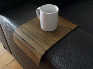Wooden Flexible Dark Walnut Sofa Table - Small Slinky for Armrest Couch Side - Picture 1 of 12