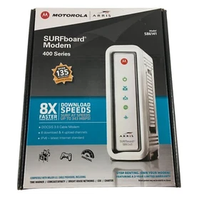 ARRIS SURFBOARD MODEM 400 SERIES SB6141 8X4 DOCSIS 3.0 CABLE MODEM OPEN BOX - Picture 1 of 13