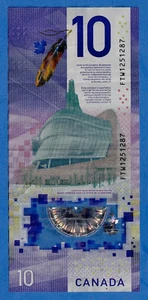 Canada $10 2018 BC-77a Circulated Polymer Note - First Prefix FTW 1251287 - Picture 1 of 3