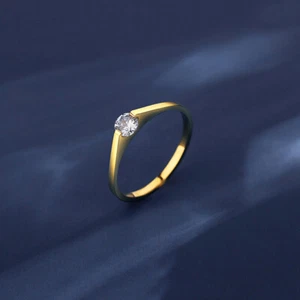 BENIAMINO Edelstahl Solitär Ring Cubic Zirkonia GG Vacuum Plated Verlobung OVP - Picture 1 of 7
