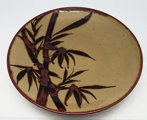 VINTAGE JAPANESE MASHIKO BAMBOO CENTERPIECE GREEN BROWN POTTERY BOWL PLATE 12 in - Picture 1 of 6