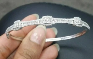 5Ct Round Cut Lab Created Diamond Bangel Bracelet in 14K White Gold Plated - Picture 1 of 4
