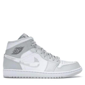Nike Air Jordan 1 Mid SE GS "Swoosh Logo - “Grey Camo" Size 7 - Picture 1 of 10
