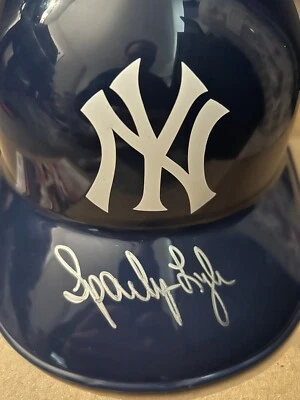 SPARKY LYLE SIGNED AUTOGRAPH NEW YORK YANKEES HELMET - CY YOUNG AWARD WINNER JSA - Image 1 of 2