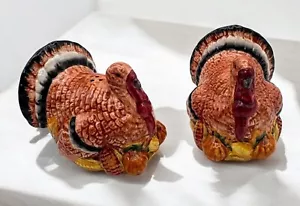 Salero y pimentero de pavo de acción de gracias de cerámica decoración de mesa de vacaciones de otoño - Imagen 1 de 9