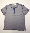 Ralph Lauren Denim & Supply Henley Shirt Mens L Slim Blue Stripe Short Sleeve