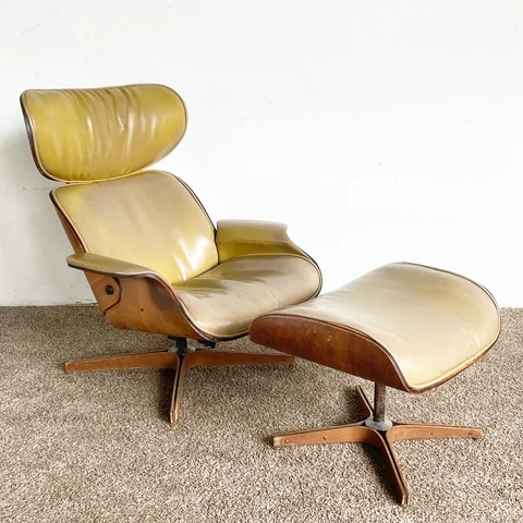 Mid Century Modern Lounge Chair & Foot Rest/Ottoman by George Mulhauser Plycraft Cover