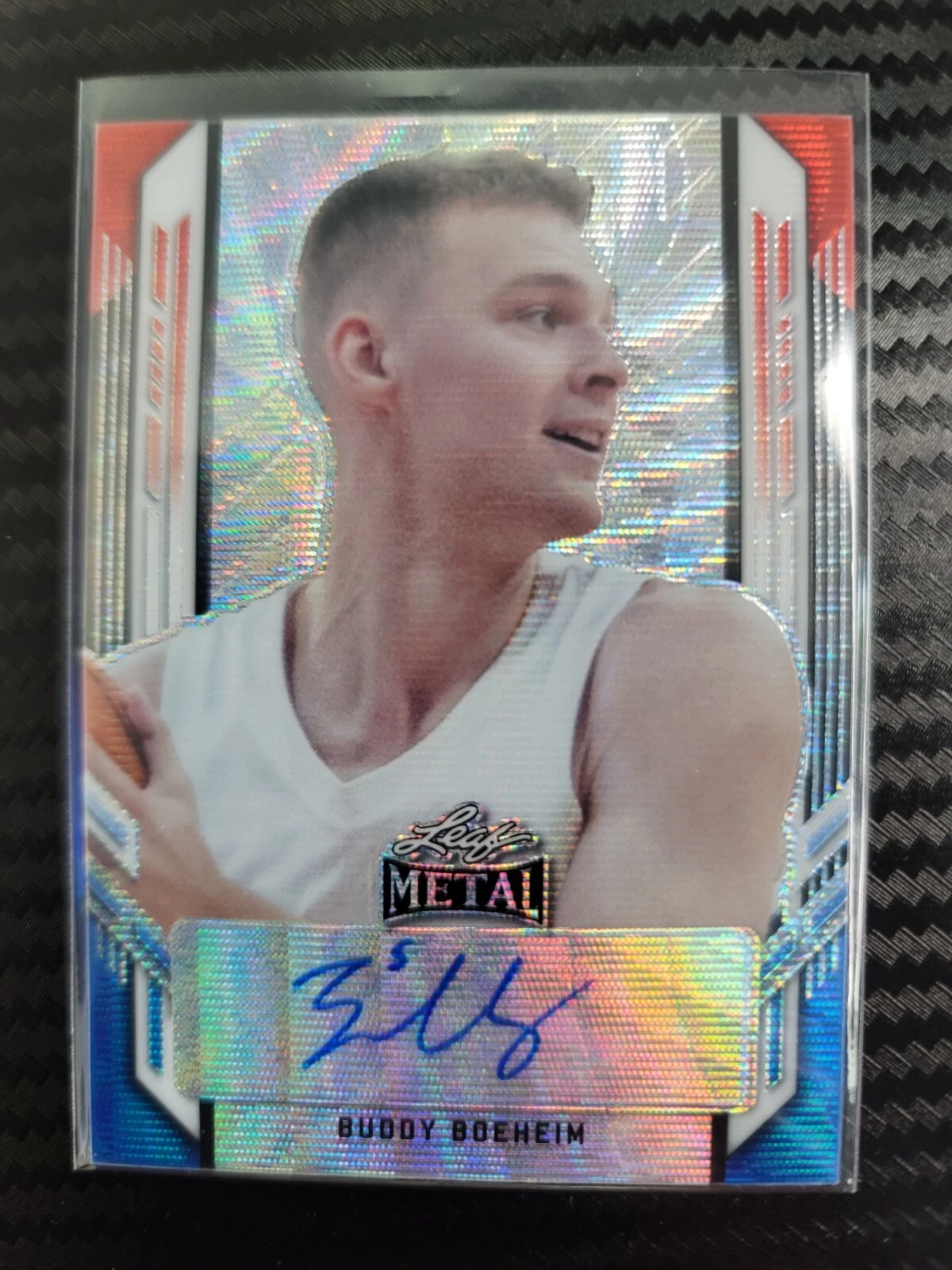 2021-22 Leaf Metal Buddy Boeheim RC Portrait Auto Red White Blue Wave 7/7