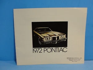 1972 PONTIAC GRAND PRIX CATALINA LEMANS FIREBIRD GTO SALE BROCHURE DEALER STAMP. - Picture 1 of 11