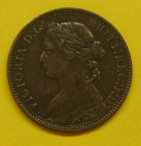 1875-H Great Britain Bronze Farthing Coin Take a Look - Picture 1 of 2