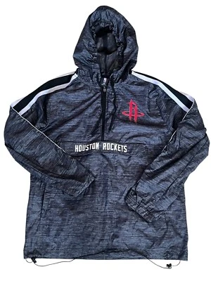 Jaqueta de basquete NBA Houston Rockets Windbreaker tamanho P preta com capuz zíper completo - Imagem 1 de 4