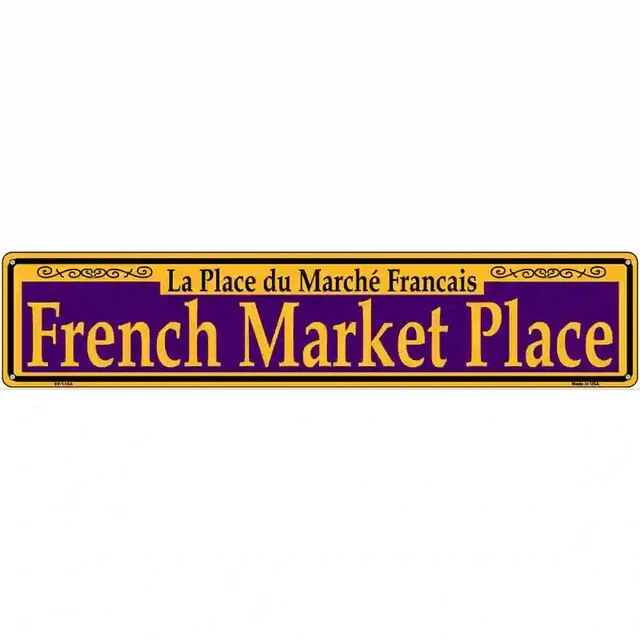 French Market Place Purple 3"x12" metal street sign plaque Home Door Garage - Image 1 of 1