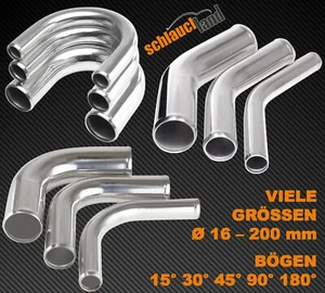 ALU-BOGEN 15 30 45 90 180° Winkel POLIERT ALU Rohr Silikonschlauch LLK ROHRBOGEN - Bild 1 von 10