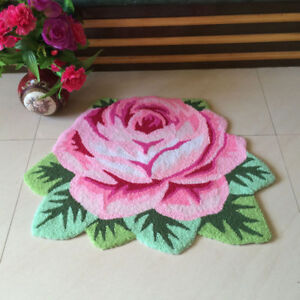3D Rose Flower Carpet Bathroom Non-slip Area Rug Household Bedroom Floor Mat